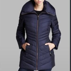 NWT Marc NY Kirby Chevron Pillow Collar Down Coat S/M